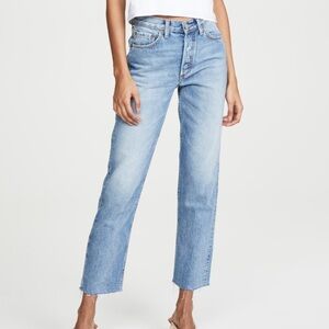 Boyish The Tommy Straight Leg Jean Black Beauty NWT Size 31 High Rise Raw Hem